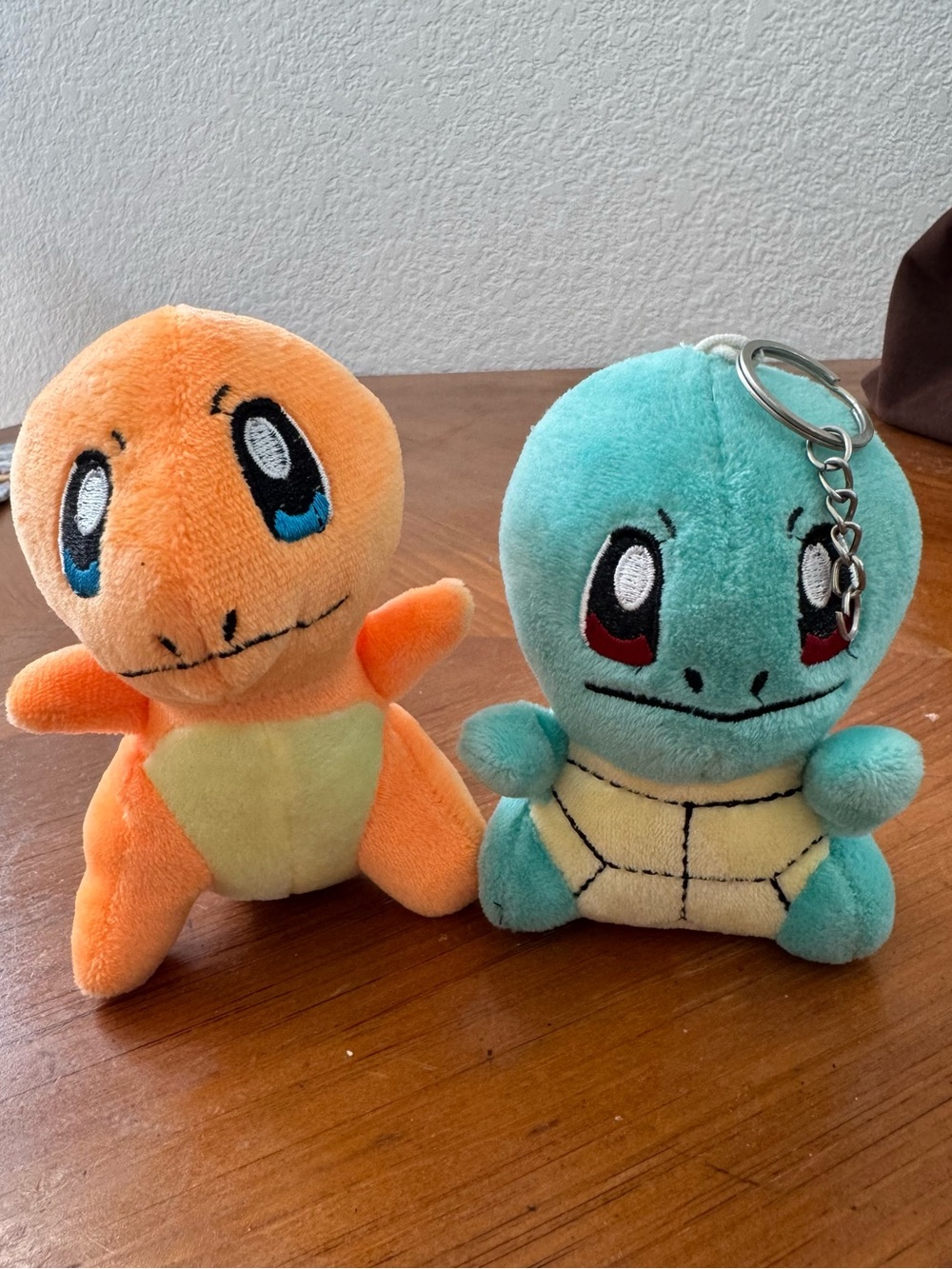 Charmander & Squirtle Plush Keychain Duo - Orange and Teal